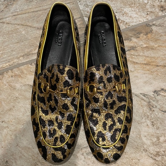 Gucci Shoes - Gucci lurex gold and silver leopard loafers size 41 with the original box